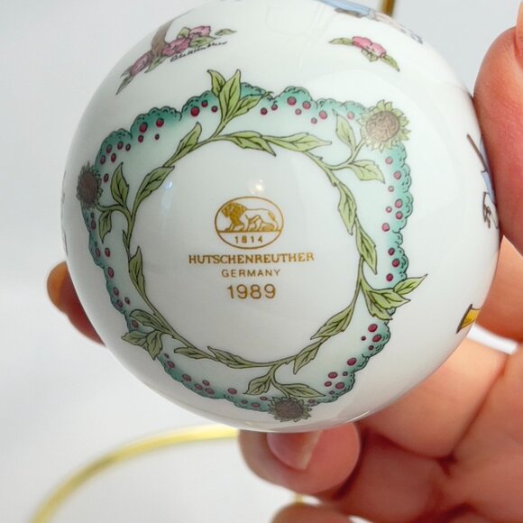 1989 Hutschenreuther Germany Porcelain Ornament Golden Lion Crest, Floral - Picture 7 of 8